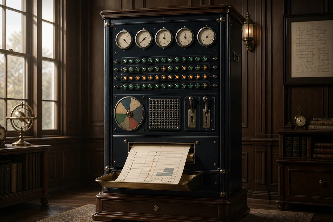 An instrument cabinet records system checks and produces a status report