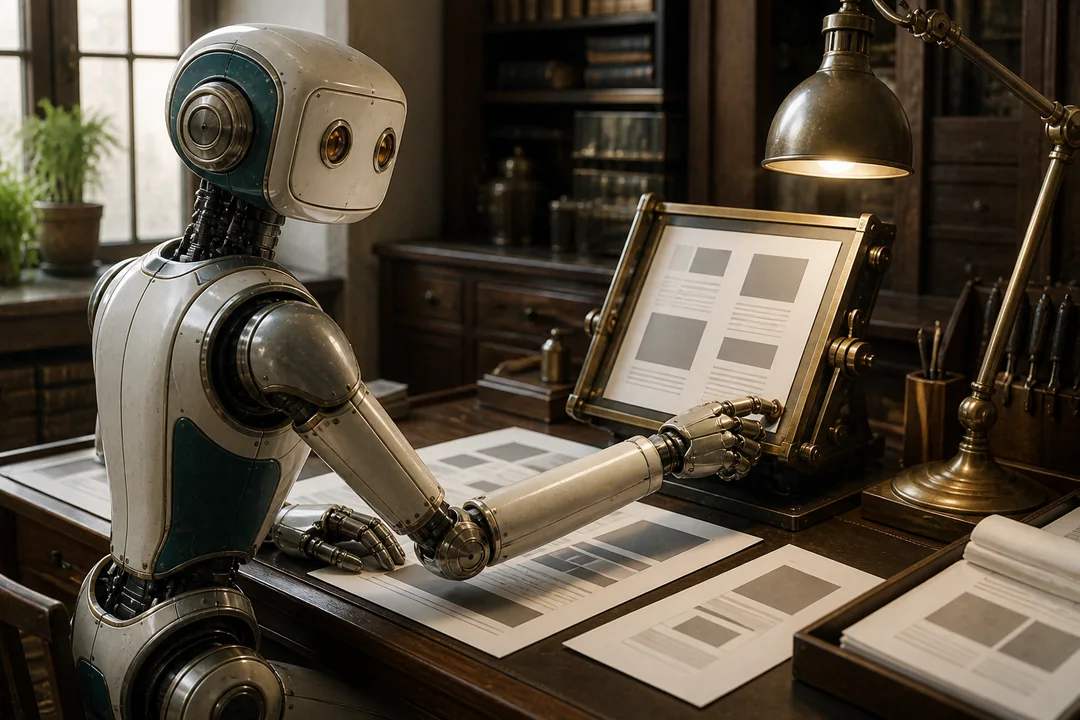 A Bot reviews page copy and a website layout at a compact workstation